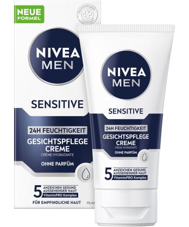 NIVEA MEN Sensitive 24h Moisturizing Cream for Men's Sensitive Skin - Soothing Face Cream to Relieve Skin Irritations (75ml)
