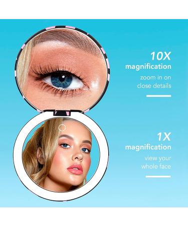 Fancii LED Lighted Travel Makeup Mirror | Rechargeable with 10x/1x Magnifying | 3 Light Settings | Compact Portable Hand Mirror - Taylor (Love Train) - Buy Online on GoSupps.com