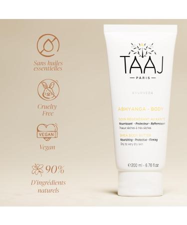 TAAJ | Soin R g n rant au Karit - ABHYANGA | Soin Nourrissant Protecteur & Raffermissant pour peaux s ches | Apporte Confort & Souplesse | Prot ge du Dess chement | Vegan | 200 ml - Buy Online on GoSupps.com