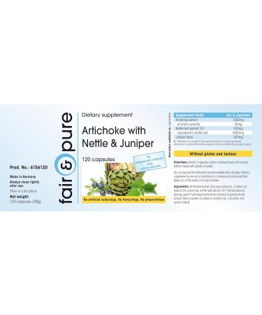 Fair & Pure Artichoke Extract with Stinging Nettle & Juniper Berry - Vegan - 120 Capsules - Buy Online on GoSupps.com