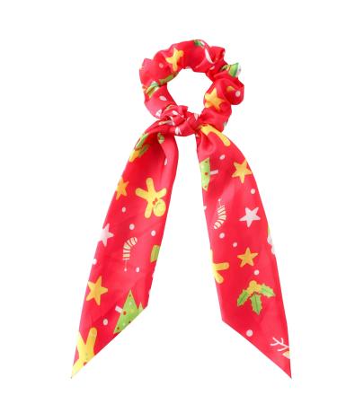 Christmas Scrunchie Scarf Hair Band Elastic Ponytail Tie Soft Colourful Funny Cute Xmas Girl Women Dress Up (Type 4)