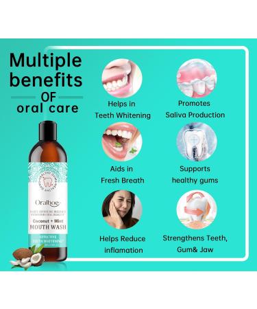 Coconut Oil Pulling Mouthwash with Tongue Scraper - Natural Alcohol-Free Mouthwash for Teeth & Gums (3.3 Fl Oz) - Pack of 1 - Buy Online on GoSupps.com
