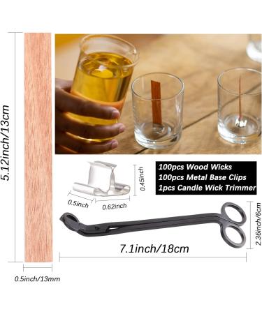 200Pcs Wooden Candle Wicks 5.1 x 0.5 Inch for DIY Candle Making - Smokeless Natural Wood Wicks with Wick Trimmer and Stand (100 Set) - Buy Online on GoSupps.com