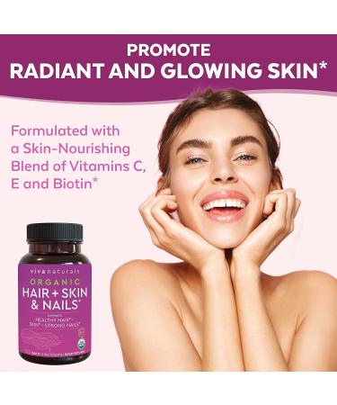 Viva Naturals Organic Hair Skin Nails Vitamins - Biotin 120 Tablets for Women - Buy Online on GoSupps.com