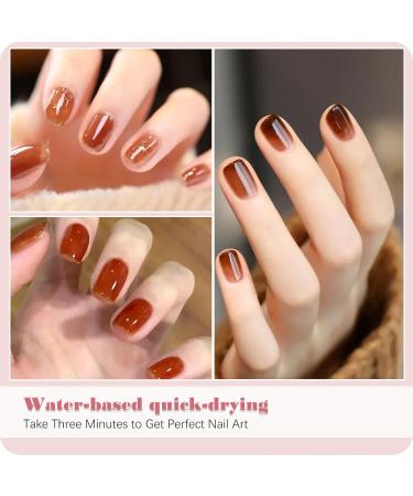  Aieenjor Nude Brown Nail Polish Water Based Removable Non-Toxic and Quick Dry Suitable for Formal Occasions Such as Weddings Jelly Nude Brown Nail Polish 10ml - Buy Online on GoSupps.com