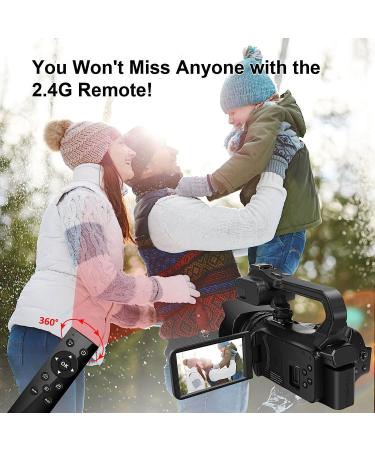 4K Camcorder Video Camera for YouTube Vlogging | 64MP 60FPS, WiFi, Auto Focus, 18X Zoom, Touch Screen, Stabilizer, Microphone, Black - Buy Online on GoSupps.com