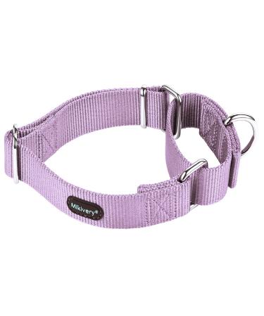 Mikivery Martingale Dog Collars Nylon Adjustable and Safety Choke Training Violet Comfortable Pet Collar for Medium and Large Dogs Violet M:35.5cm-53cm