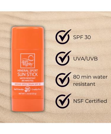 Suntegrity Mineral Sport Sun Stick 33g SPF 30 - 80min Water Resistant - Buy Online on GoSupps.com
