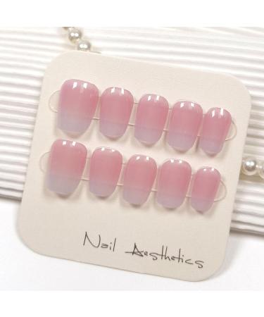 DMQ Semi Cured Nail Wraps Soft Self-Adhesive Gel Nail Stickers Long Lasting Gel Nail Polish Strips French Tip Stickers French Manicure Stickers Set with Nail Art Tools (Light Pink Gradient) - Buy Online on GoSupps.com