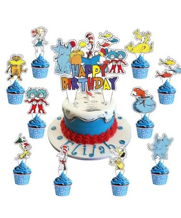 37Pcs Doctor Birthday Party Seuss Party Cake&Cupcake Toppers for Birthday Party Supplies Boys' Theme Birthday Party Decoration