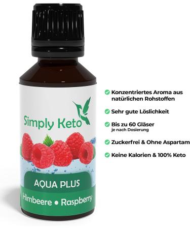 Simply Keto Aqua Plus Flavor Drops Raspberry 30ml Natural flavor drops without calories Syrup alternative for 12 liters of water with authentic taste Aspartame & Sugar Free - Buy Online on GoSupps.com