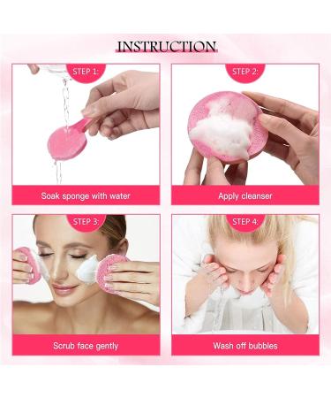 Lurrose 120 Compressed Face Sponges - Pink Cellulose Makeup Remover Pads for Gentle Peeling & Facial Cleansing | Perfect Scrubber for Women & Girls - Buy Online on GoSupps.com