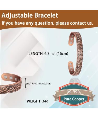 EnerCoppeX Copper Magnetic Bracelet for Women - Detox Jewelry with 3500 Gauss Magnet (CPB-0005AB) - Buy Online on GoSupps.com