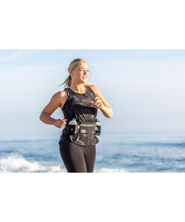 Temp Brand Adjustable Hydration Running Belt with Water Bottle Set - Black - Buy Online on GoSupps.com
