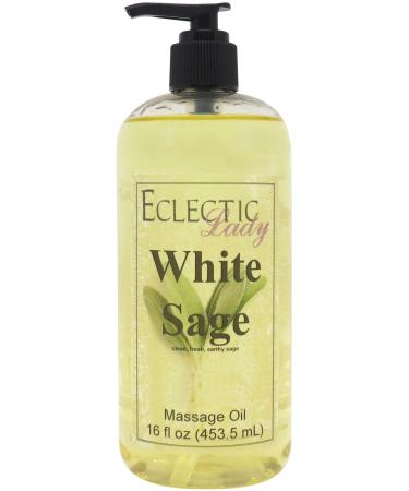White Sage Massage Oil 16 oz With Sweet Almond Oil and Jojoba Oil Preservative Free Perfect for Aromatherapy and Relaxation 16 Ounce