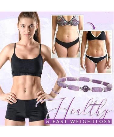 2Pcs Amethyst Healthy Slimming Bracelet Crystal Healing Stones Bracelets Anxiety Crystal Natural Stone Men Women Stress Relief Bracelets - Buy Online on GoSupps.com