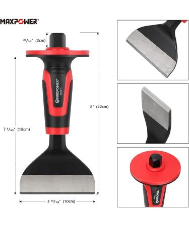 MAXPOWER 3PCS Masonry Chisel Set  11 inch Point Chisel and Flat Chisel  8 inch Brick Chisel  Tile Chisel Concrete Chisel with Thickness Hand Guard - Buy Online on GoSupps.com