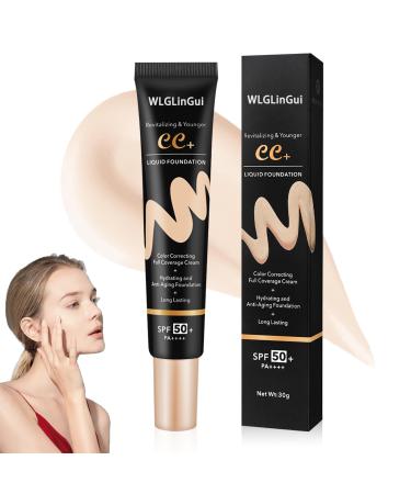 Moisturizing BB Cream Long Lasting Concealer CC Cream Full Coverage Liquid Foundation Makeup Hydrating Liquid Cream Under Eye Concealer(Ivory)