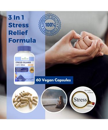 STRESS GUARD CALM MAX 3 IN 1 ASHWAGANDHA L-THEANINE MAGNESIUM GLYCINATE stress relief supplements NATURAL Made in CANADA NEW! - Buy Online on GoSupps.com