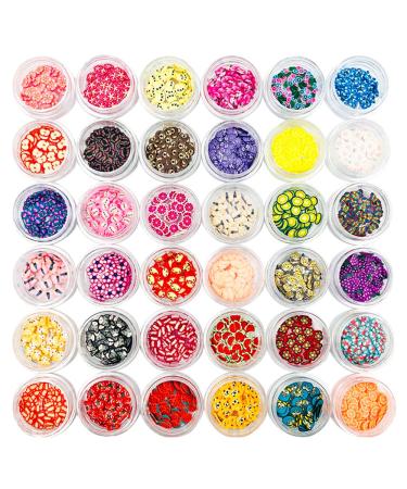 36 Boxes of Fruit Manicure Slices lyfLux 36 Styles of DIY Nail Stick 3D Soft Pottery Resin Production Lip Gloss Mobile Phone Wallet and Decorations (Fruit Animal Cartoon)