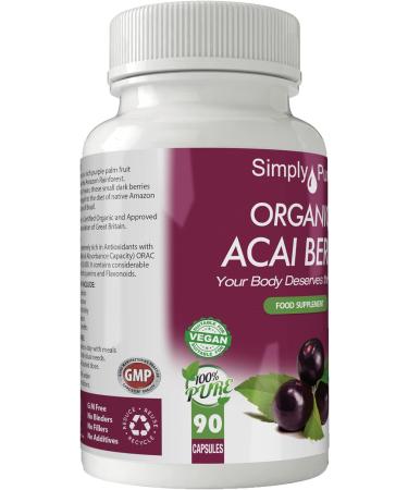 Organic Vegan Acai Berry Capsules x 90 | 100% Natural | Soil Association Certified | 500mg | Gluten Free & GM Free - Buy Online on GoSupps.com