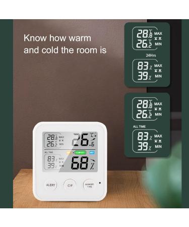 LCD Digital Thermometer & Hygrometer - Accurate Temperature & Moisture Meter for Home Office Baby Room Greenhouse (White) - Buy Online on GoSupps.com