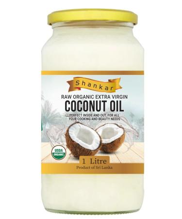 SHANKAR 100% Organic Coconut Oil 1L Extra Virgin Raw Cold Pressed For flavourful cooking to skin & wellness needs