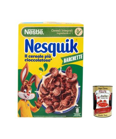 Italian Gourmet E.R. NESQUIK NESTL Nesquik Choco Waves Crispy Chocolate Cereal 375 g + Italian Gourmet Polpa 400 g Pack of 12