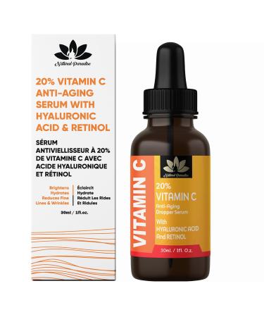 Natural Paradise Vitamin C Serum for Face 20% Vitamin C Aloe Vera Facial Serum with Hyaluronic Acid Aloe Vera 30 mL