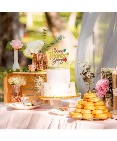 Tenhasi Red & Gold Glitter Happy Thanksgiving Cake Topper Thanksgiving Day Party Decorations Fall Harvest Maple Leaf Cake Decor - Buy Online on GoSupps.com