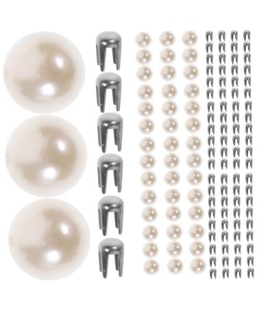 NUOBESTY 150 Sets Pearl Claw Nails Nonporous Imitation Pearls 0.8X0.8X0.8CM White