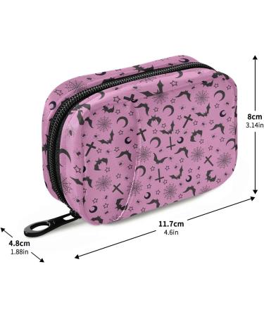 Travel Pill Organizer Bag - Purple Goth with Bats | Weekly Pill Case for Vitamins & Supplements | Compact & Portable Zippered Pill Box - Buy Online on GoSupps.com