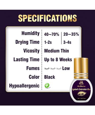 Buy Fast-Drying Black Lash Glue | Waterproof Eyelash Extension Adhesive for Sensitive Eyes - 5ML Professional Use - Buy Online on GoSupps.com