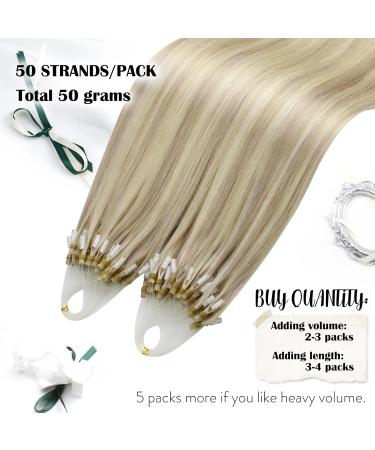 Moresoo Micro Loop Extensions - Real Hair Blond 45 cm Cold Fusion Microring Extensions #P18/613 Ash Blond & Platinum Blonde 50g Remy Hair - Buy Online on GoSupps.com