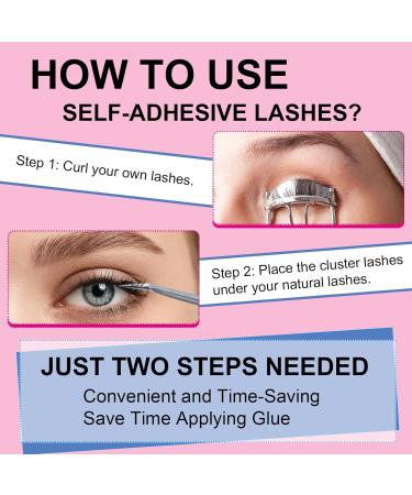 EMEDA Self Adhesive Eyelashes Clusters Kit - 60PCS Double V Shape Glueless Lashes | Natural Look Press-on Lashes (D-10-16mm - Buy Online on GoSupps.com