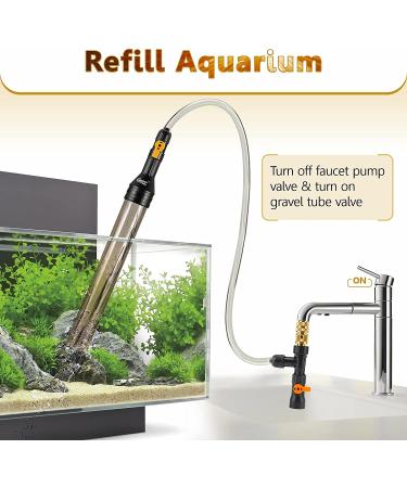 Hygger Bucket-Free Aquarium Water Change Kit with Metal Faucet Connector | Fish Tank Vacuum Siphon Gravel Cleaner | 49 Foot Long Hose | Drain & Fill | Pack of 1 - Buy Online on GoSupps.com