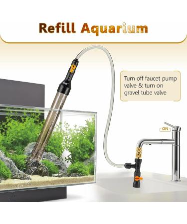 hygger Aquarium Vacuum Water Change Kit 25FT PVC Hose Fish Tank Auto Siphon Gravel Cleaner with 3 Types of Brass Fittings for Fish Tank Gravel & Sand Cleaning - Buy Online on GoSupps.com
