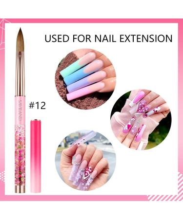 Saviland Size 12 Acrylic Nail Brush - Pink Gradient Handle, Professional Nail Brushes for Acrylic Powder, Ideal for Beginners & Pros - 1 pc - Buy Online on GoSupps.com
