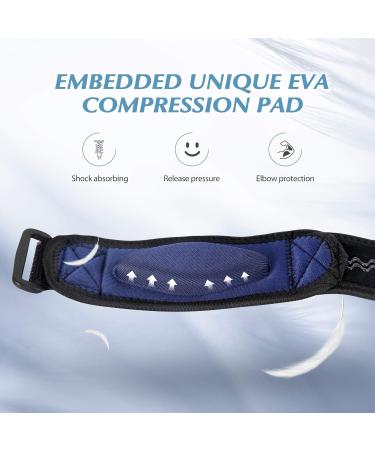 AGPTEK Elbow Bandage Pack of 2 | Sports Compression Bandage with EVA Pad for Tennis & Fitness | Dark Blue - Buy Online on GoSupps.com