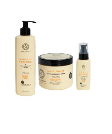Professional hair care kit suitable for all hair types including shampoo, mask and leave-in serum