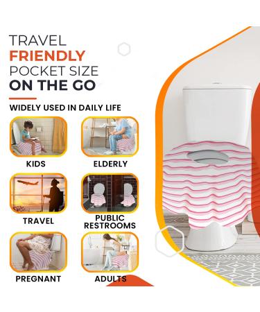 20 Extra Large Toilet Seat Covers Disposable for Kids & Adults-Toilet Covers Disposable for Travel-Toddler Toilet Seat Cover Liners for Potty Training-Individually Wrapped-Waterproof Pink Waves - Buy Online on GoSupps.com