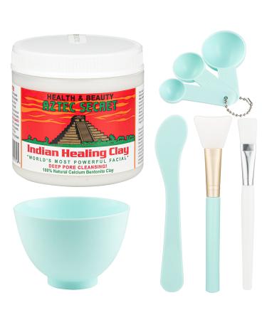 Aztec Secret 1lb  Original Indian Healing Clay with a Face Mask Mixing Bowl Set  Includes Bentonite Clay Powder  Spatula  Brush  Measuring Spoons  and More - Buy Online on GoSupps.com