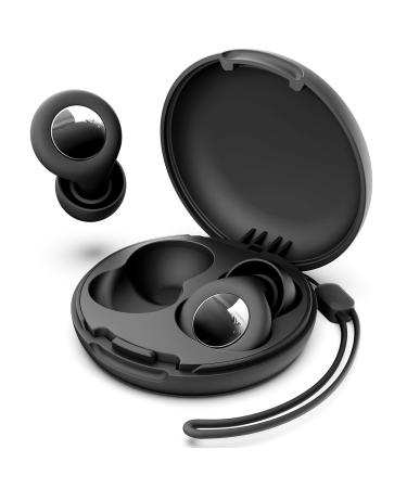 Ear Plugs for Sleeping Soft Reusable Hearing Protection Earplugs in Silicone NRR 30 dB Noise Reduction for Noise Sensitivity Concerts Travel Focus with Storage Case - Black