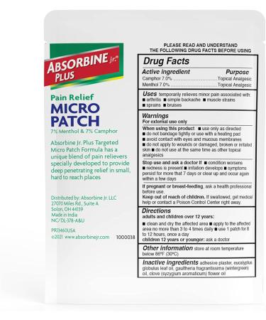 ABSORBINE JR. Micro Back Arthritis Neck Foot Shoulder Pain Relief Patches - 60 Count - Buy Online on GoSupps.com