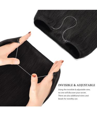 YAMEL Invisible Human Hair Extensions - Natural Black 51 cm | Premium Fish Line Hair Extensions for Full Volume - Buy Online on GoSupps.com