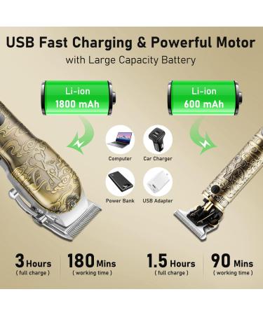 Shop Professional Hair Clippers & T-Blade Trimmer Set - Cordless Rechargeable LED Display Perfect for Men Women & Kids - Bronze Hair Cutting Kit - Buy Online on GoSupps.com