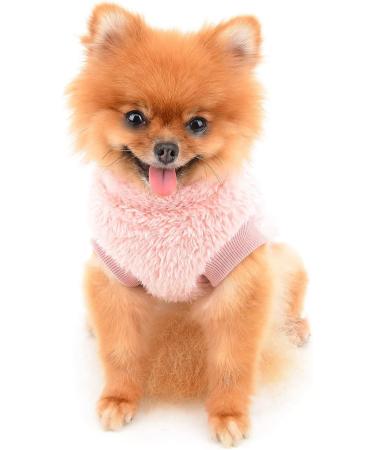 Smalllee Lucky Store Pet Sherpa Fleece Sweater Vest for Small Dogs & Cats - Warm Turtleneck Sweatshirt with D-Ring - Autumn Winter Clothing in Medium Pink - Buy Online on GoSupps.com