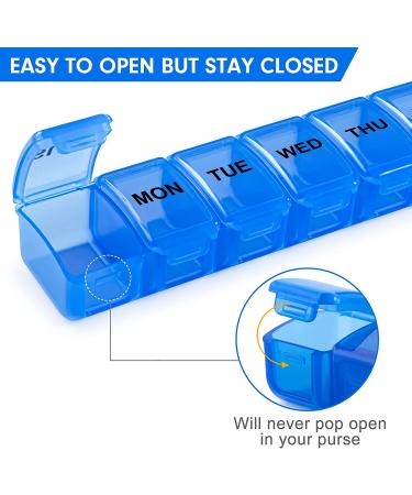 Small Pill Organizer 7 Day 2 Pack - Travel Friendly Weekly Vitamin Case (Blue) - 2pc - Buy Online on GoSupps.com