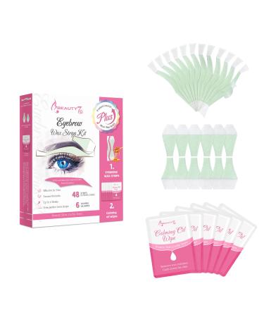 Beauty7 eyebrow wax strips Pre -cut eyebrows 48stk eyebrows wax stripes with 6stk clean oil towels pain -free depilatory strip eyebrows fast Persian wax strips - Buy Online on GoSupps.com