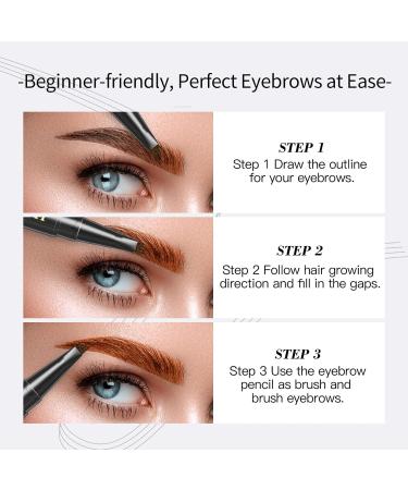 Mysense Liquid Eyebrow Pen - Waterproof & Smudge-proof Eyebrow Pencil with 4 Micro-Fork Tips for Natural Light Brown Brows - International Shipping Available - Buy Online on GoSupps.com